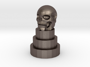 skull Cake in Polished Bronzed-Silver Steel: Small