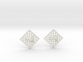 Chess Earrings - Knight in White Natural Versatile Plastic