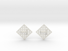 Chess Earrings - Rook in White Natural Versatile Plastic