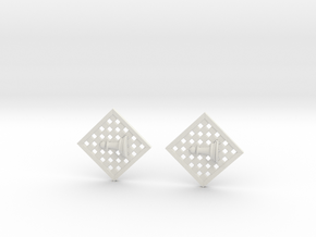Chess Earrings - Pawn in White Natural Versatile Plastic