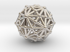 0842 Disdyakis Triacontahedron (1cmx1cmx1cm) #002 in Rhodium Plated Brass