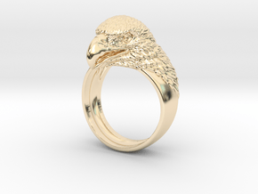 Eagle head ring bird jewelry in 14k Gold Plated Brass: 10 / 61.5