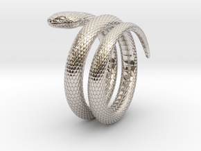 Snake Ring_R01 in Rhodium Plated Brass: 5 / 49