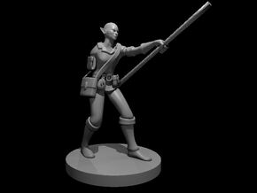 Elf Female Wizard Bald with One Arm in Smooth Fine Detail Plastic