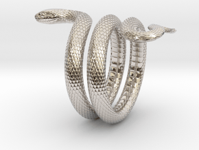 Snake Ring_R02 in Rhodium Plated Brass: 5 / 49