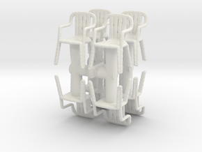 Plastic Chair (x8) 1/72 in White Natural Versatile Plastic