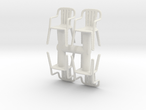 Plastic Chair (x4) 1/56 in White Natural Versatile Plastic