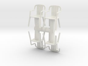 Plastic Chair (x4) 1/48 in White Natural Versatile Plastic