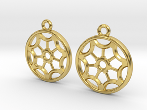 Rosette type 2 [earrings] in Polished Brass