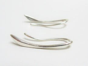 Minimal leaf ear climbers in Polished Silver