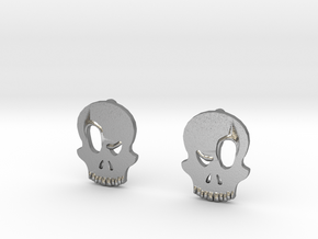 Eyebrow Skull Earrings (Small) in Natural Silver