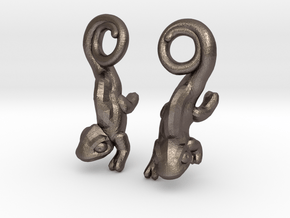 Chameleon Earrings in Polished Bronzed Silver Steel