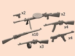 1/24  WW2 1944 Soviet riflemen weapons in Tan Fine Detail Plastic