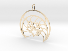 Moon with Stars in 14k Gold Plated Brass