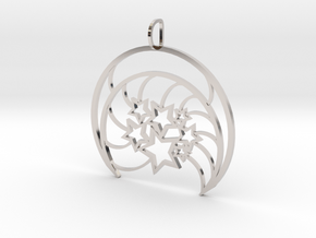 Moon with Stars in Rhodium Plated Brass