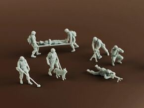 1:72 scale Soldiers Combat 2 Group 14 - 19 in Tan Fine Detail Plastic