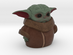 baby yoda 60mm / 2.4 inches tall  in Natural Full Color Sandstone