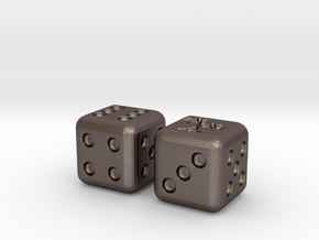 Tropical Pair O' Dice in Polished Bronzed Silver Steel