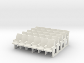 Cinema seats 01 . 1:87 Scale (HO) in White Natural Versatile Plastic