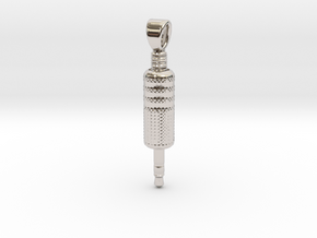 Audio Jack connector 3.5 [pendant] in Rhodium Plated Brass