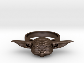 The Child Ring size6 Baby Yoda in Polished Bronze Steel