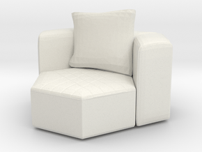 Miniature 1:24 Sofa in White Natural Versatile Plastic: 1:24