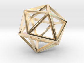 Wireframe Polyhedral Charm D20/Icosahedron in 14k Gold Plated Brass