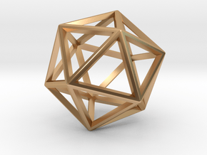 Wireframe Polyhedral Charm D20/Icosahedron in Polished Bronze