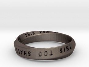 THIS TOO SHALL PASS MOBIUS RING V3 in Polished Bronzed-Silver Steel: 7.75 / 55.875