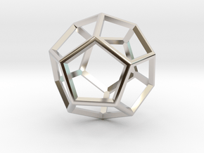 Wireframe Polyhedral Charm D12/Dodecahedron in Rhodium Plated Brass