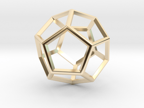 Wireframe Polyhedral Charm D12/Dodecahedron in 14k Gold Plated Brass