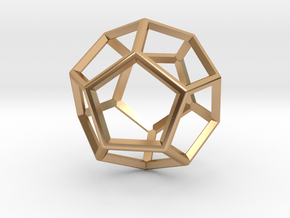 Wireframe Polyhedral Charm D12/Dodecahedron in Polished Bronze