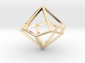 Wireframe Polyhedral Charm D10/Decahedron in 14k Gold Plated Brass