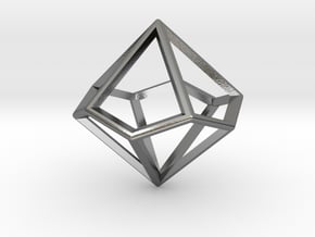 Wireframe Polyhedral Charm D10/Decahedron in Polished Silver