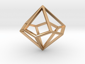 Wireframe Polyhedral Charm D10/Decahedron in Polished Bronze