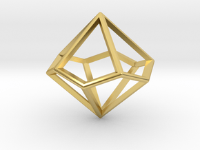 Wireframe Polyhedral Charm D10/Decahedron in Polished Brass