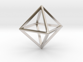 Wireframe Polyhedral Charm D8/Octahedron in Rhodium Plated Brass
