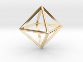Wireframe Polyhedral Charm D8/Octahedron in 14k Gold Plated Brass