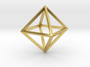 Wireframe Polyhedral Charm D8/Octahedron in Polished Brass