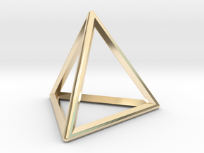Wireframe Polyhedral Charm D4/Tetrahedron in 14k Gold Plated Brass