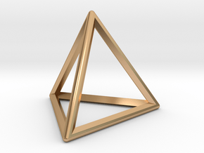 Wireframe Polyhedral Charm D4/Tetrahedron in Polished Bronze
