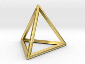 Wireframe Polyhedral Charm D4/Tetrahedron in Polished Brass