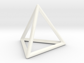 Wireframe Polyhedral Charm D4/Tetrahedron in White Processed Versatile Plastic