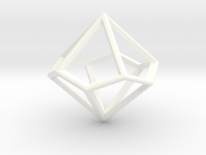 Wireframe Polyhedral Charm D10/Decahedron in White Processed Versatile Plastic