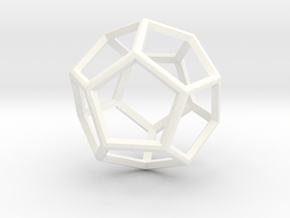 Wireframe Polyhedral Charm D12/Dodecahedron in White Processed Versatile Plastic