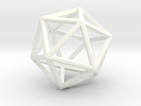 Wireframe Polyhedral Charm D20/Icosahedron in White Processed Versatile Plastic