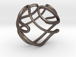 Abstract Geometric Sphere in Polished Bronzed-Silver Steel: Small