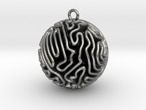 Coral Pendant in Natural Silver