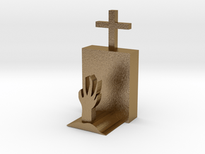 grave with hands in Polished Gold Steel