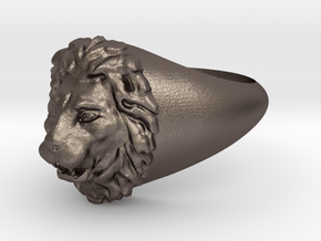 Lion Ring in Polished Bronzed-Silver Steel